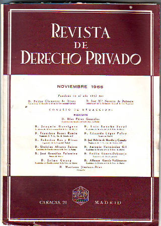 REVISTA DE DERECHO PRIVADO. NOVIEMBRE 1966.