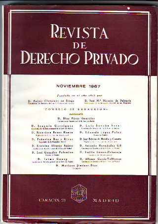 REVISTA DE DERECHO PRIVADO. NOVIEMBRE 1967.