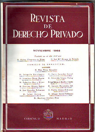 REVISTA DE DERECHO PRIVADO. NOVIEMBRE 1968.