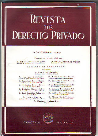 REVISTA DE DERECHO PRIVADO. NOVIEMBRE 1969.