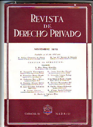 REVISTA DE DERECHO PRIVADO. NOVIEMBRE 1970.