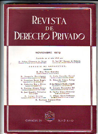 REVISTA DE DERECHO PRIVADO. NOVIEMBRE 1972.