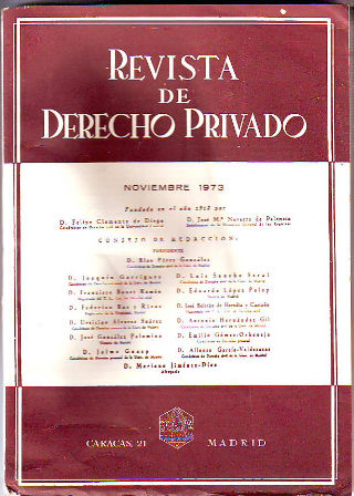 REVISTA DE DERECHO PRIVADO. NOVIEMBRE 1973.