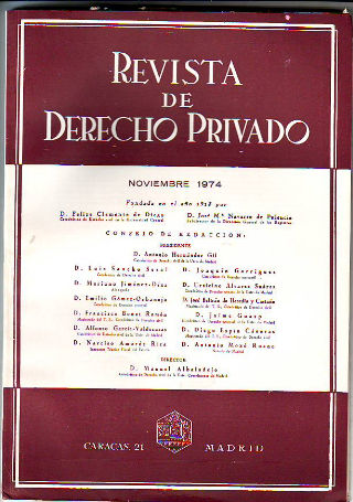 REVISTA DE DERECHO PRIVADO. NOVIEMBRE 1974.