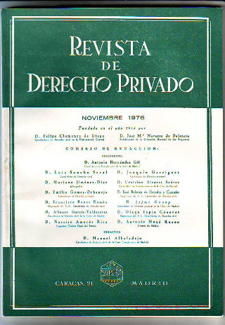 REVISTA DE DERECHO PRIVADO. NOVIEMBRE 1976.