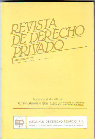 REVISTA DE DERECHO PRIVADO. NOVIEMBRE 1992 .