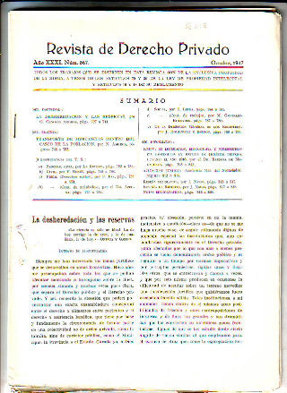 REVISTA DE DERECHO PRIVADO. OCTUBRE 1947.
