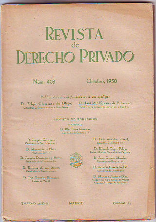 REVISTA DE DERECHO PRIVADO. OCTUBRE 1950.