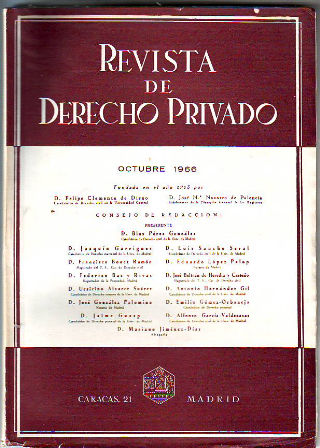 REVISTA DE DERECHO PRIVADO. OCTUBRE 1966.