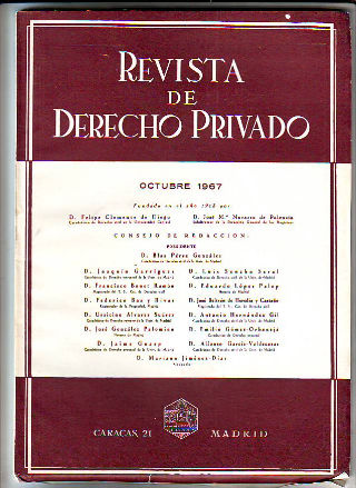 REVISTA DE DERECHO PRIVADO. OCTUBRE 1967.