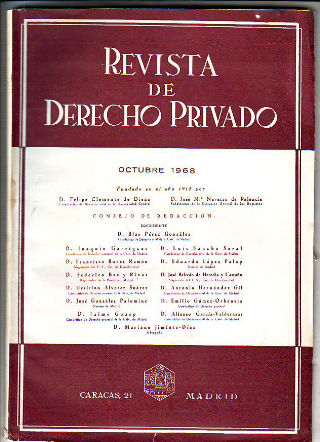 REVISTA DE DERECHO PRIVADO. OCTUBRE 1968.