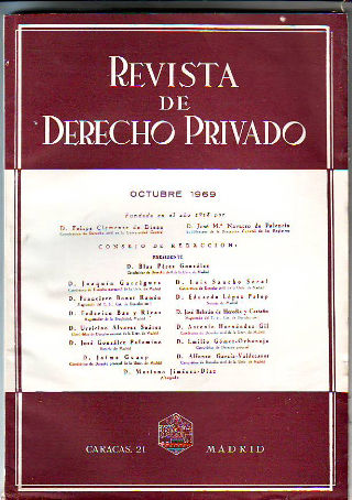 REVISTA DE DERECHO PRIVADO. OCTUBRE 1969.