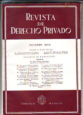 REVISTA DE DERECHO PRIVADO. OCTUBRE 1970.