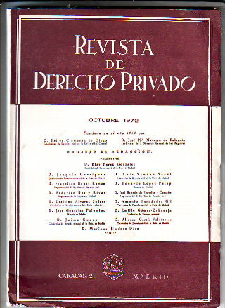 REVISTA DE DERECHO PRIVADO. OCTUBRE 1972.