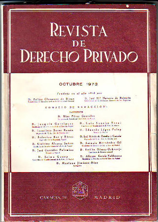 REVISTA DE DERECHO PRIVADO. OCTUBRE 1973.