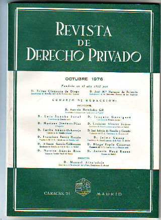 REVISTA DE DERECHO PRIVADO. OCTUBRE 1976.