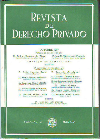 REVISTA DE DERECHO PRIVADO. OCTUBRE 1977.