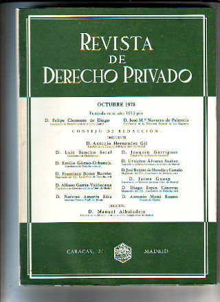 REVISTA DE DERECHO PRIVADO. OCTUBRE 1978.