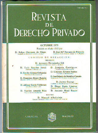REVISTA DE DERECHO PRIVADO. OCTUBRE 1979.