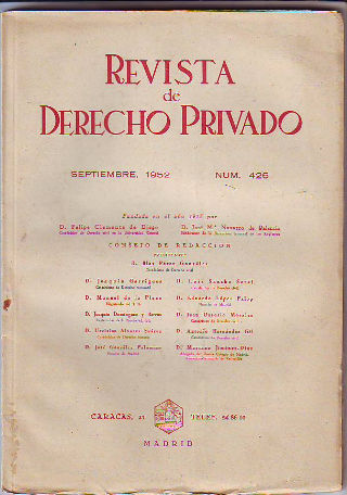 REVISTA DE DERECHO PRIVADO. SEPTIEMBRE 1952.