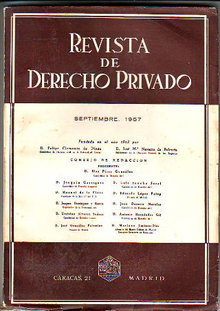 REVISTA DE DERECHO PRIVADO. SEPTIEMBRE 1957.