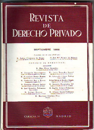 REVISTA DE DERECHO PRIVADO. SEPTIEMBRE 1966.