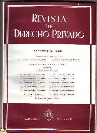REVISTA DE DERECHO PRIVADO. SEPTIEMBRE 1968.