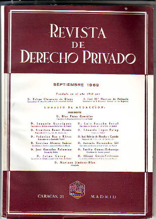 REVISTA DE DERECHO PRIVADO. SEPTIEMBRE 1969.
