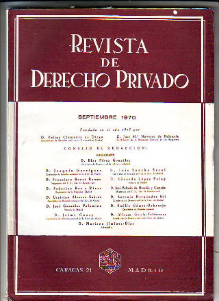 REVISTA DE DERECHO PRIVADO. SEPTIEMBRE 1970.