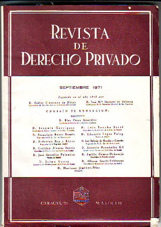 REVISTA DE DERECHO PRIVADO. SEPTIEMBRE 1971