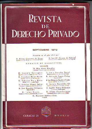 REVISTA DE DERECHO PRIVADO. SEPTIEMBRE 1972.
