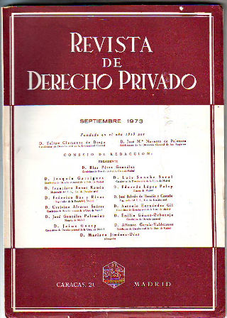 REVISTA DE DERECHO PRIVADO. SEPTIEMBRE 1973.
