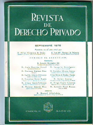 REVISTA DE DERECHO PRIVADO. SEPTIEMBRE 1976.