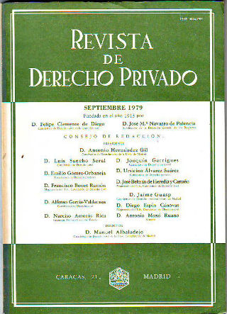 REVISTA DE DERECHO PRIVADO. SEPTIEMBRE 1979.