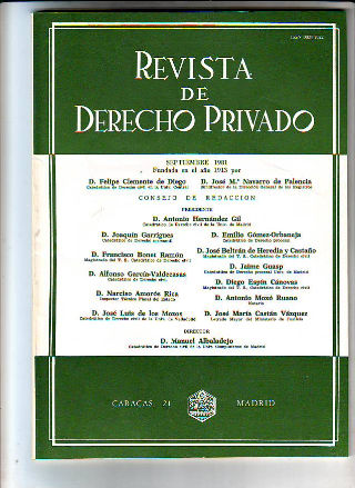 REVISTA DE DERECHO PRIVADO. SEPTIEMBRE 1981.