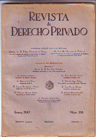 REVISTA DE DERECHO PRIVADO.ENERO 1947.