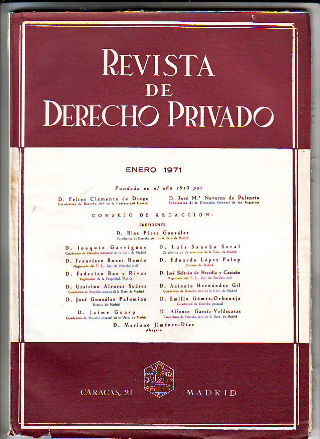 REVISTA DE DERECHO PRIVADO.ENERO 1971.