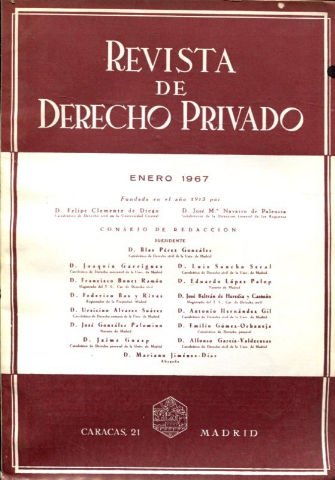 REVISTA DE DERECHO PRIVADO.TOMO LI,  AÑO 1967 COMPLETO.