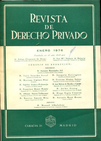 REVISTA DE DERECHO PRIVADO.TOMO LX,  AÑO 1976 COMPLETO.
