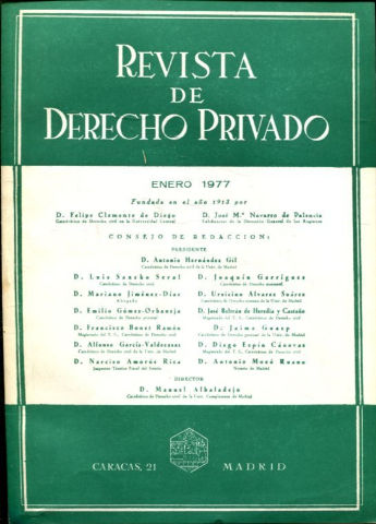 REVISTA DE DERECHO PRIVADO.TOMO LXI,  AÑO 1977 COMPLETO.