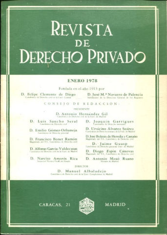 REVISTA DE DERECHO PRIVADO.TOMO LXII,  AÑO 1978 COMPLETO.