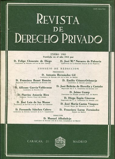 REVISTA DE DERECHO PRIVADO.TOMO LXIX,  ENERO 1985.