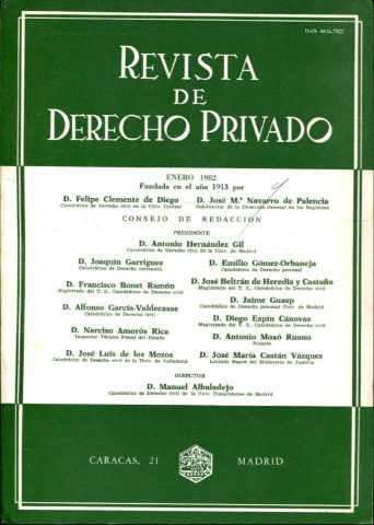 REVISTA DE DERECHO PRIVADO.TOMO LXVI,  AÑO 1982 COMPLETO.