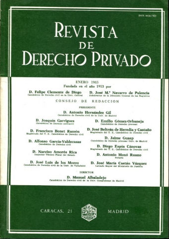 REVISTA DE DERECHO PRIVADO.TOMO LXVII,  AÑO 1983 COMPLETO.