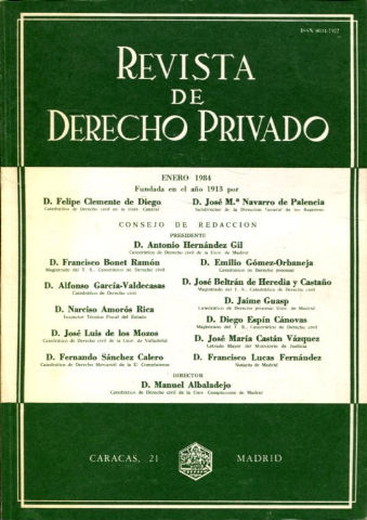 REVISTA DE DERECHO PRIVADO.TOMO LXVIII,  AÑO 1984 COMPLETO.