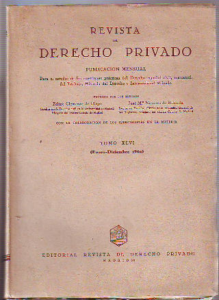 REVISTA DE DERECHO PRIVADO.TOMO XLVI,  AÑO 1962 COMPLETO.