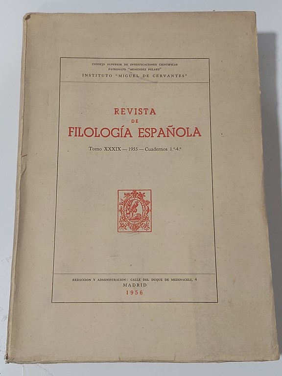 Revista de filología española, tomo XXXIX, cuadernos 1º – 4º