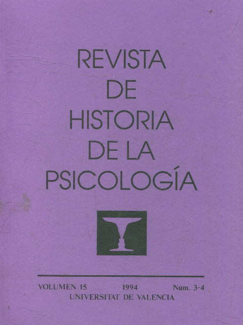 REVISTA DE HISTORIA DE LA PSICOLOGIA. VOLUMEN 15 NUM. 3-4