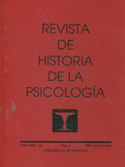 REVISTA DE HISTORIA DE LA PSICOLOGIA. VOLUMEN 20  NUM. 1.