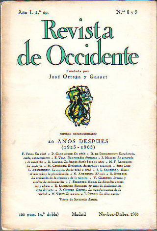REVISTA DE OCCIDENTE. Nº 8 y 9. NUMERO EXTRAORDINARIO: 40 AÑOS DESPUES (1923-1963).